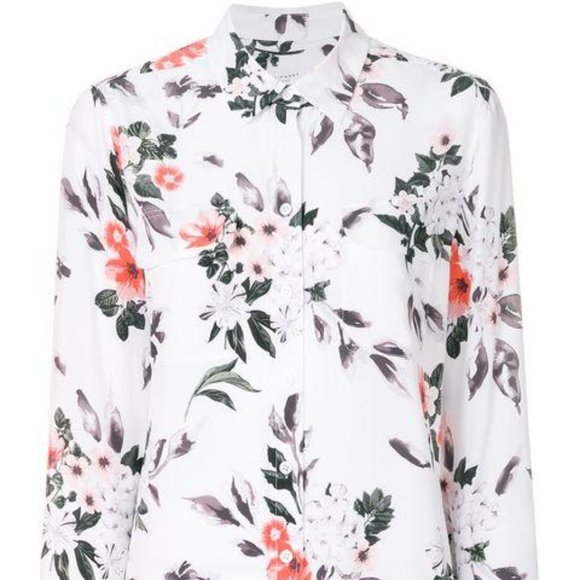 Floral Print Women's Top - White and Red - Picture 1 of 4